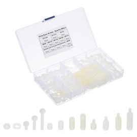 PATIKIL M3 Male Female Nylon Hex Spacer Standoff Kit, 260Pcs Motherboard Standoffs, Outlet Spacers, Screws Nuts, Washers for PCB Motherboard, Circuit Board, White