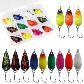 Trout Fishing Spoon Lure Set Single Hook Trout Lures Hard Metal Baits Mini Fishing Jig Spoon Lures for Perch Char Crappie