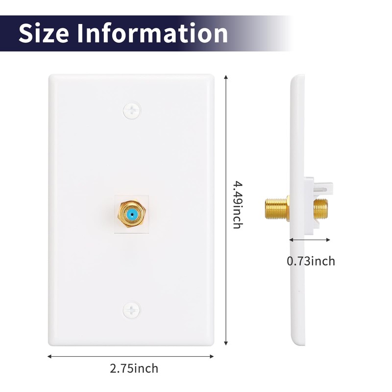 XGGYA 1 Port Coax Wall Plate,3Ghz Gold-Plated F-Type Keystone Wall