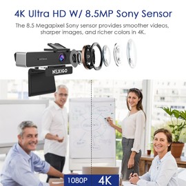 Zoom Certified, NexiGo N950P (Gen 2) 4K Zoomable Webcam, RF Remote, Sony_Starvis Sensor, 5X Digital Zoom, Pro Web Camera with Dual Stereo Mics, for Zoom Skype Teams Twitch