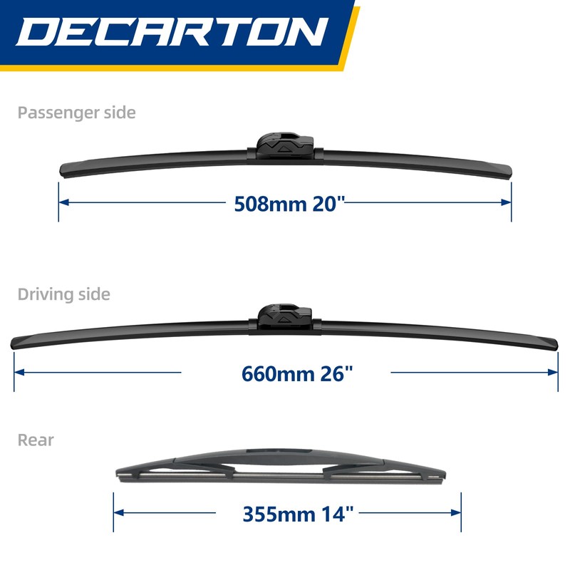 DECARTON Replacement for Acura MDX 2014-2023 Windshield Wiper Blade-3 Pieces