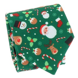 SHIPITNOW Green Christmas Tie Jacquard - Santa, Reindeer, Christmas Tree and Snowman Ties - Christmas Eve Tie, Green