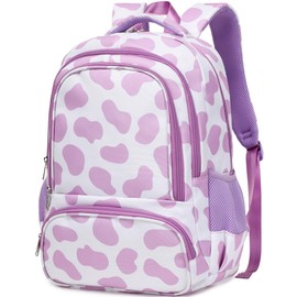 abshoo Purple Cow Print Girls Backpack for Elementary Middle School Kids Bookbag For Teen Girl Lightweight School Bags (Purple Cow Print)