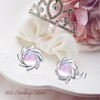 Moonstone Earrings 925 Sterling Silver Pink Cat's Eye Stud Earrings