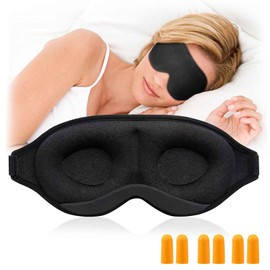 3D Schlafmaske GWAWG Schlafmaske für Herren und Frauen, für Seitenschläfer,100% Lichtblockierende Schlafbrille, Weiche und Atmungsaktive Memory Schaum Augenmaske mit Ohrhörern für Reisen, Nickerchen