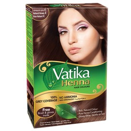Dabur Henna Hair Color - Natural Brown, Henna Hair Dye and Conditioner, 0% Ammonia, 100% Grey Coverage, 6 Sachets X 10g