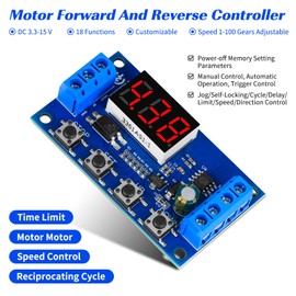 Ransanx 2pcs 3.3V-15V DC Motor Controller 50W Forward and Reverse Controller Automatic Cycle Timing delay Module Signal Trigger Brushed Motor Time delay Relay Limit Switch 18 Functions