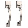 Probrico Double Sided Satin Nickel Front Door Handle,Exterior/Interior Keyless Square