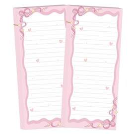 100pcs Pink Bow Notepad Bowknot List to-Do Paper Pad 3.2x7.5 Inch-Shopping List Memo Pad Cute Planner & Desk Accessories Notepad