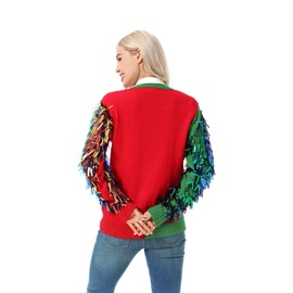 Ugly Christmas Cardigan for Men, Unisex Women Xmas Novelty FUUNY Pullover Sweater for Party FestiveSmallSeason's Sequin Showstopper