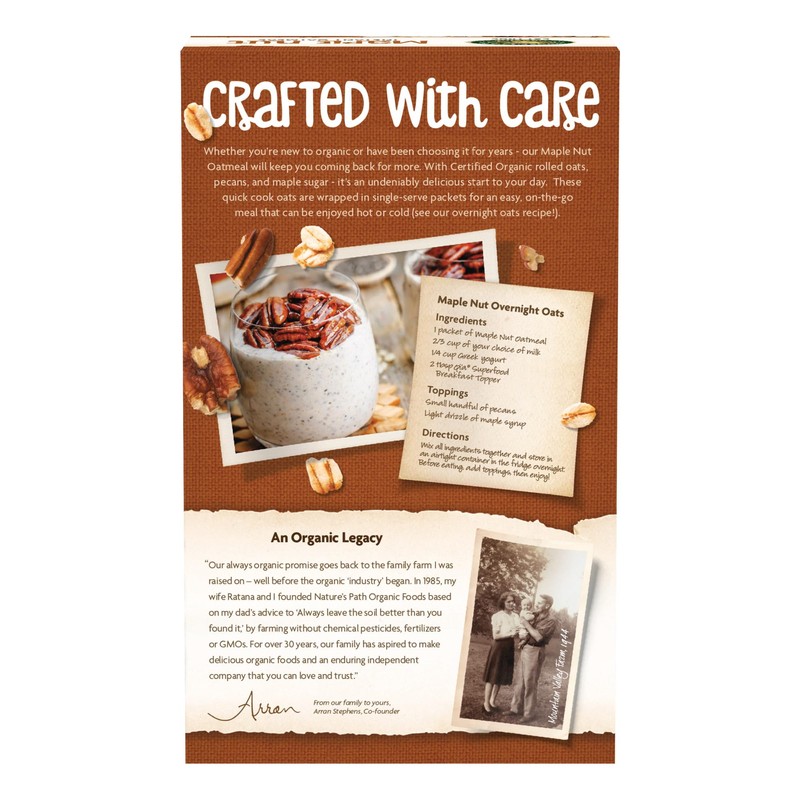 Nature's Path Organic Maple Nut Instant Oatmeal, 14 oz (Pack