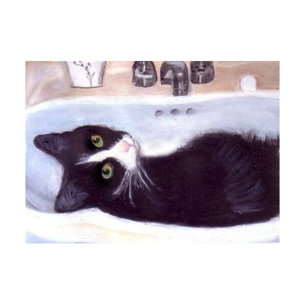 BCB Tuxedo Cat Cool in the Sink Print of Painting