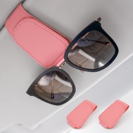 Simket Sunglass Clips for Car Visor, 2pack Magnetic Leather Glasses Eyeglass Hanger Clip for Car, Universal Sunglass Visor Holder Car Visor Accessories
