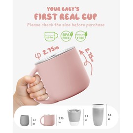 Bakpoco 2-IN-1 Open Toddler Cups, Stainless Steel Baby Cup + Silicone Training Cup for Toddlers Kids Babys Drinking Water, No Plastic | No Soap Smell | Shock-Proof, 2-Pack Blush/Lilac