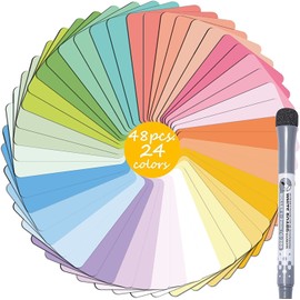 Magnetic Labels Dry Erase 48Pcs for Whiteboards - Dry Erase Magnetic Name Tags - Sticky Labels and Stickers - Blank Write On Magnets - Writable Flexible Magnet Sheet for Refrigerator