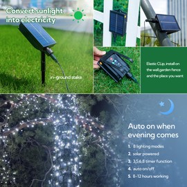 woohaha 2 Pack Solar String Lights,Each 72ft 200 LED Solar White Christmas Lights Outdoor with Remote and Timer, 8 Modes Solar Tree Lights Waterproof Solar Fairy Lights for Garden,Yard,Patio,Party