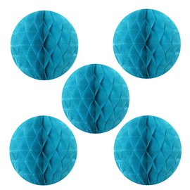 Wrapables Tissue Honeycomb Ball Party Decorations for Weddings, Birthday Parties, Baby Showers and Nursery Decor (Set of 5), 6", Aqua