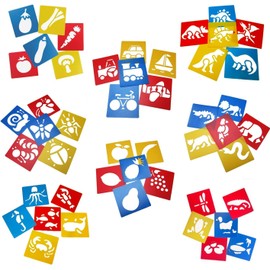 Tosnail 48 Pieces Stencil Drawing Templates, Drawing Painting Stencil Templates for Kids Crafts, Washable,14 x 15 cm, Insects, Vehicles, Jungle Animals, Vegetables, Dinosaurs and Marine Animals