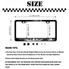 Wild Animal License Plate Frames - Forest Bear Car Tag Frames Moose Auto Plates Tags Mountains Night Wildlife Trees Printed 2 Holes with Screws for Women Men