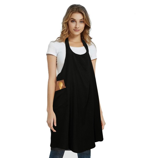 Buslint Japanese Crossback Apron for Women - Cotton Linen Pinafore