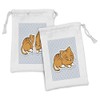 Lunarable Cat Fabric Pouch Set of 2, Sleeping Kitten on