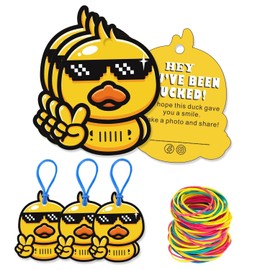 Ducked Tags | You've Been Ducked Card | Duck Duck Tag Ducking Tags 3.1x 2.52'' Size 30 Cards | Cool Rhubarb Duck Design | with Round Hole and Rubber Bands