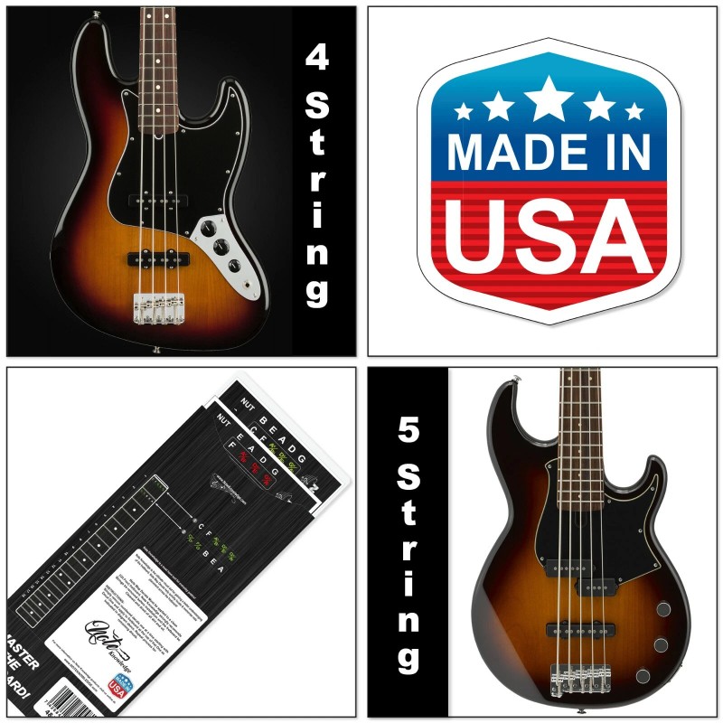 Note Knowledge 4 and 5 String Bass Guitar Fretboard Note