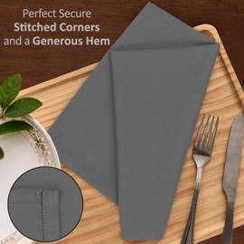 Servilletas de tela de cocina Ruvanti Paquete de 12 servilletas de cena de 18 x 18 pulgadas Servilletas reutilizables suaves y cómodas - Servilletas de lino duraderas - Servilletas de mesa perfectas / Servilletas grises para cenas familiares, bodas.