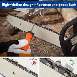 Chainsaw Sharpening File Set - 6 pcs Round Files for Chainsaw Chain 4.0mm/4.8mm/5.5mm (2 Each),Universal Heavy-Duty Chainsaw Sharpener Files with Replaceable Handle