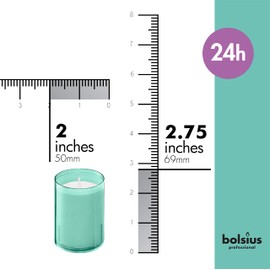 BOLSIUS 24 Hour Votive Candles - 20 Pack Wedding Candles in Green Unbreakable Plastic Cups - Premium European Quality - Unscented Smooth and Smokeless Relight Candles