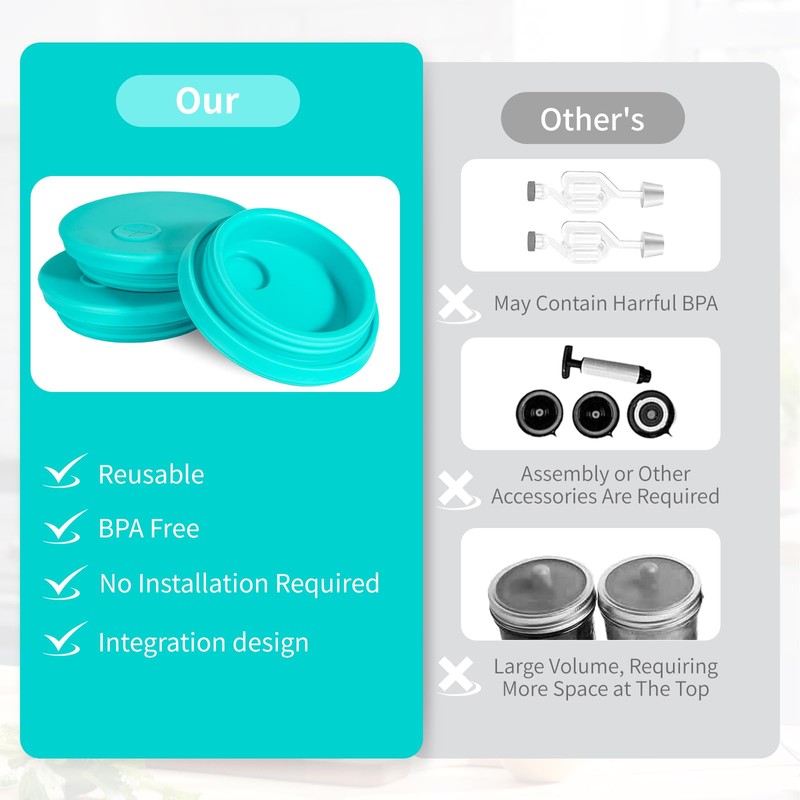 Kinggrand Kitchen Silicone Fermenting Lids Waterless Airlock Fermentation Tops Wide