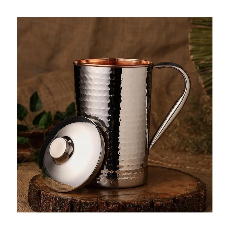 Hammered Copper and Stainless Steel Jug | Outer Stainless Steel
