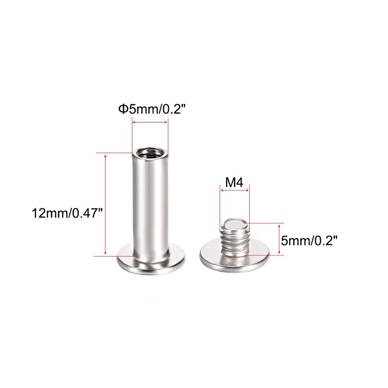 uxcell Screw Post Fit for 3/16"(5mm) Hole Dia, Female 4x12mm