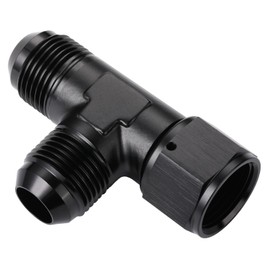 Podavelle 12AN Male Flare Tee T Fitting Adapter with AN12 Female Swivel On Run Aluminum Black