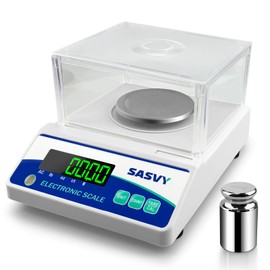 SASVY Lab Scale 500g x 0.001g Scientific Scale g/oz/ct/lb High Precision Digital Electronic Analytical Balance for Jewelry Kitchen Laboratory School, Includes 200g Calibration Weight&Battery