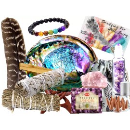 Worldly Finds Sage Smudge Kit: ULTIMATE 12 Piece Spiritual Gifts Variety Smudging Kit