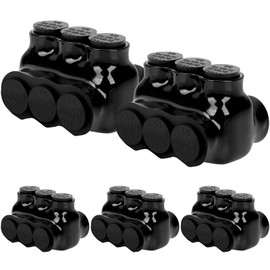 5 Pcs Insulated Multi Cable Connectors Black 3 Port Splice Multi Tap Connector Dual Sided Entry Aluminum Wire Connector Electrical Power Connector (1/0-14 Wire Range)