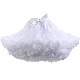 Women's Petticoat Skirt Elastic High Waist Ballet Sweet Puffy Skirt Princess Mesh Tulle Fluffy Skirts White