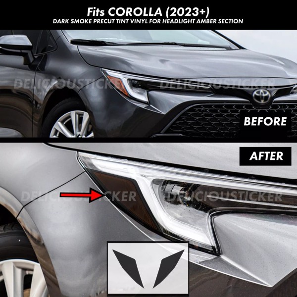 Deliciousticker For 2023-2025 Toyota Corolla SMOKE Head light Overlays Tint