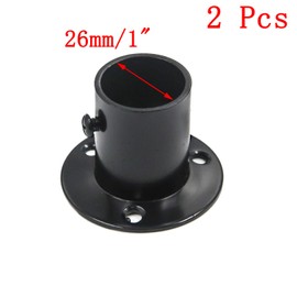 Antrader 4-Pack Heavy Duty Stainless Steel Closet Rod End Supports Closet Pole Sockets Flange Rod Holder Set with Screws, 1 Inch Dia Matte Black, U-Shaped and O-Shaped