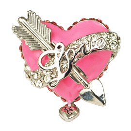 Ritzy Couture Women’s ‘Love Life’ Valentine’s Day Enamel Heart and Arrow Ring with Clear Rhinestones (Pink/Silver, 7)