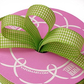 5/8" X 25 Yards Green Wanda Gingham Ribbon