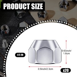 Frienda 1/2-20 Inch Trailer Lug Nuts 509 Tire Wheel Lugs Tire Acorn Silver Open End Finish Nuts for Trailers Wheel(20 Pieces)