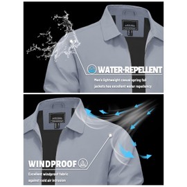 TACVASEN Mens Lightweight Jackets Windbreaker Zip up Jacket Business Casual Stylish for Fall and Spring Light Grey