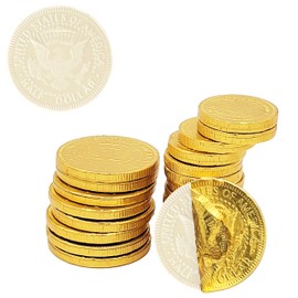 The Dreidel Company White Milk Chocolate Coins, Hanukkah Gelt, Half-Dollar Gold Foil Coins, Made with Premium Belgian Chocolate, Gluten-Free, Non-GMO, Kosher Certified Dairy (200-Pack)