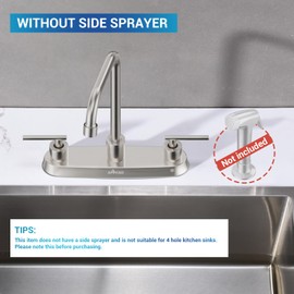 APPASO 2 Handle Kitchen Faucet, Brushed Nickel Kitchen Sink Faucet, Stainless Steel Faucet for Kitchen Sink, 3 Hole Kitchen Faucet Without Side Sprayer, RV Kitchen Faucet with High Right Angle Spout