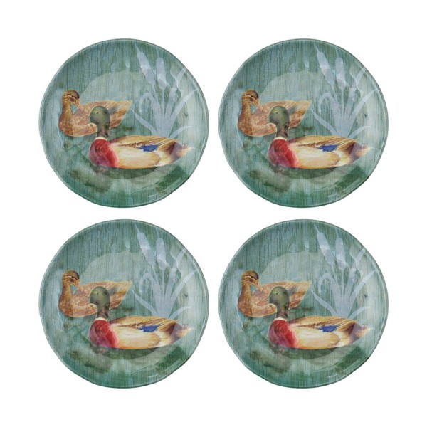 UPware At the Lake Melamine Round Dessert Plates, Small Serving