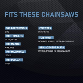 Cutwin 3 Pack 8 Inch Chainsaw Chain 3/8"LP Pitch .043" Gauge 33 Drive Links, UL ANSI Approved Replacement Cordless Pole Saw Chainsaw Blade CW-R33 For 3004-20 M18, RY43160, P5452BTL, WG349, 43160,XCU05