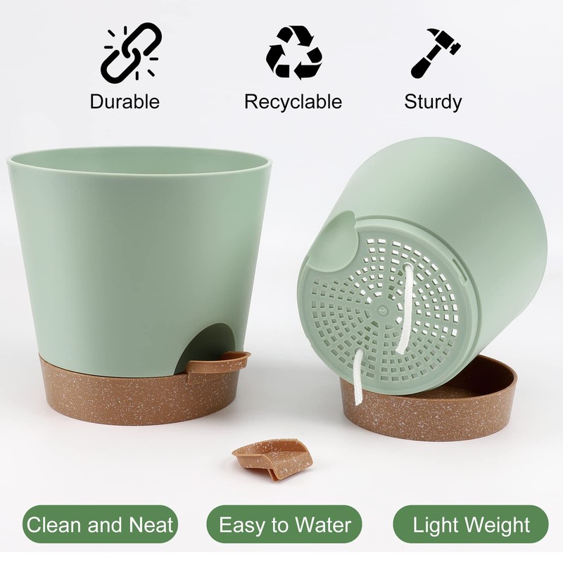 YNNICO Indoor Self Watering Planters with Drainage Holes and Saucers,