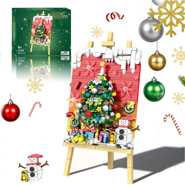 NAFONRU Christmas Tree Art Easel Building Toys – Christmas Painting